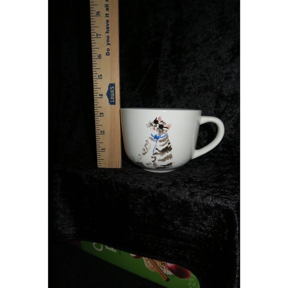 RARE Blind Cat Mouse World Market Mug Tabby Kitty CRAZING bottom Vintage Unique - Picture 11 of 11